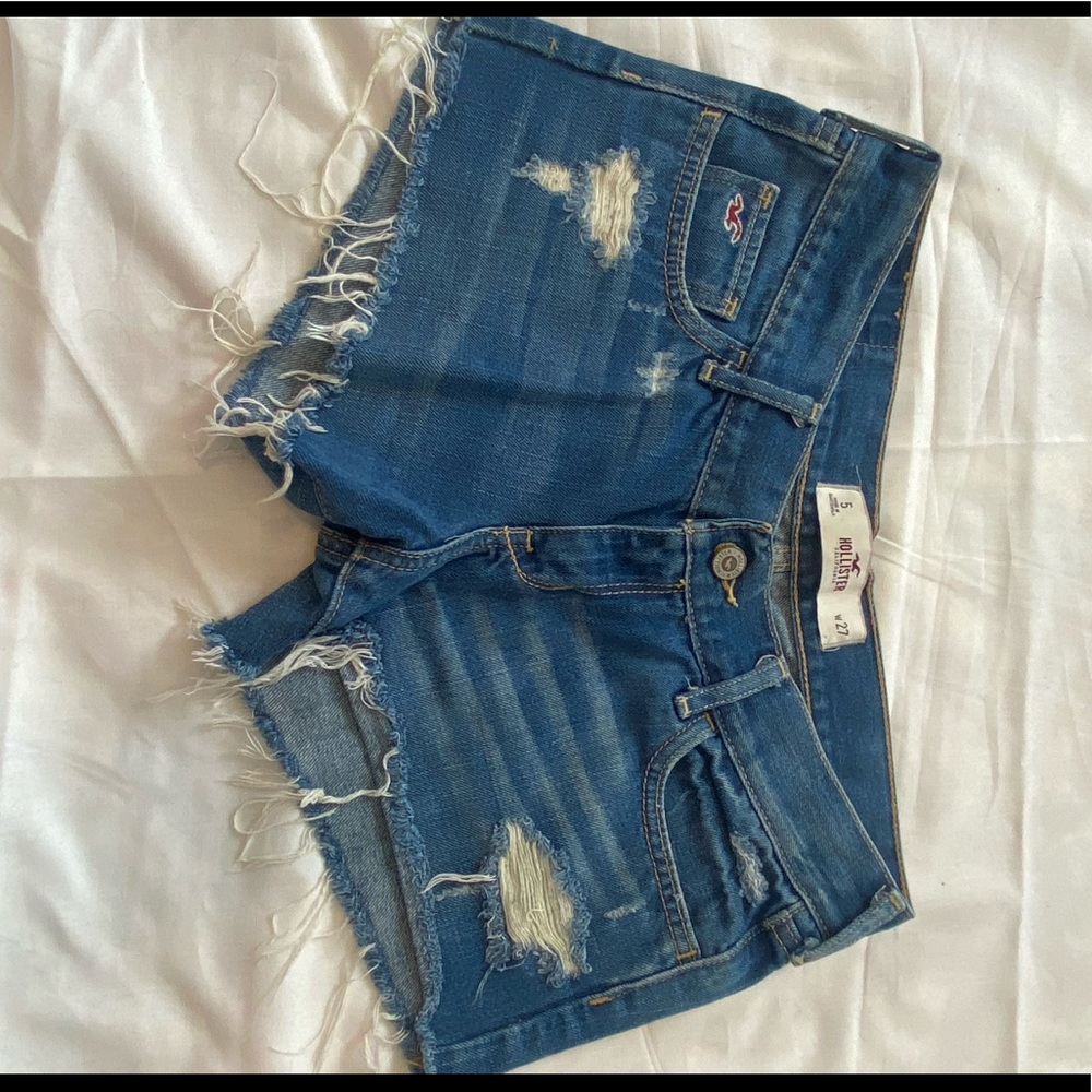 Hollister distressed blue jean shorts